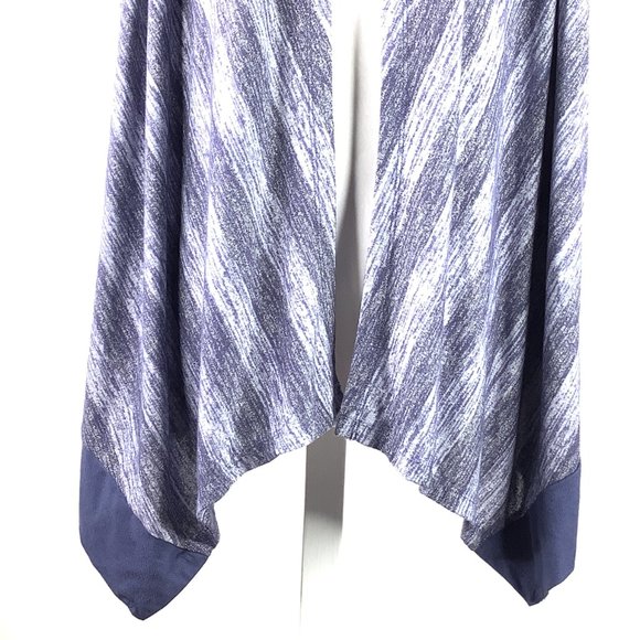 Logo Lori Goldstein Open Front Vest Cardigan Tunic Top M Blue Suede Stretch - Picture 4 of 14